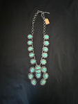 Kingman Turquoise Contemporary Squash Blossom Necklace