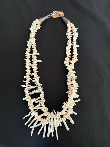 Vintage Rare Double Stranded White Coral Necklace