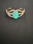 Vintage Navajo Sterling Silver with Single Turquoise Stone Bracelet