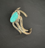 Vintage Navajo Sterling Silver with Single Turquoise Stone Bracelet