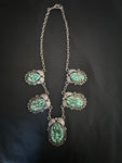 5 Oval Spider Wed Turquise Necklace with Matching Ring