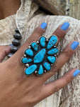 Huge Turquoise Decorative Cluster Ring