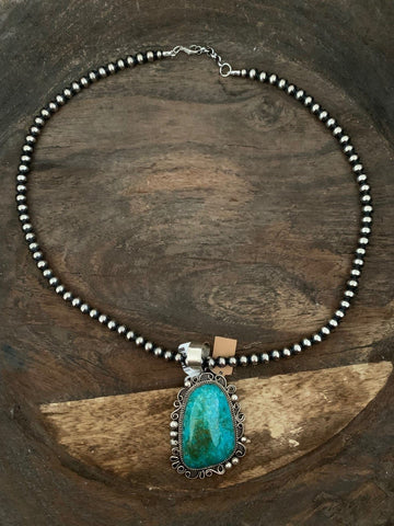 Huge Sterling Silver Turquoise Pendant (Necklace Not Included)