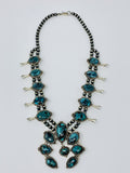 Spider Web Turquoise Squash Blossom Necklace