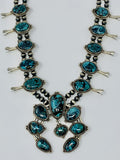 Spider Web Turquoise Squash Blossom Necklace