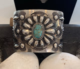 Huge Concho Turquoise Sterling Silver Bracelet