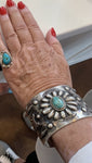 Huge Concho Turquoise Sterling Silver Bracelet