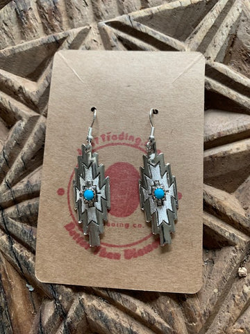 Navajo Design Sterling Silver Stamped Earring