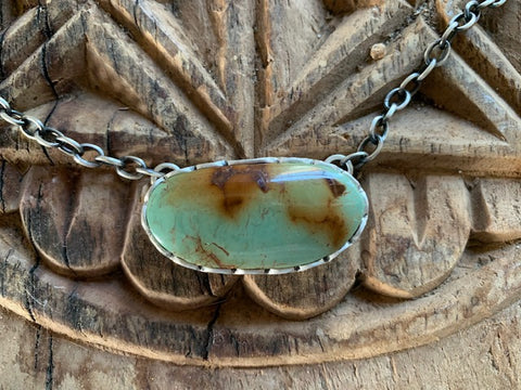 Turquoise Pendant on Sterling Silver Necklace