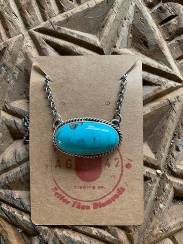 Oval Turquoise on Sterling Silver Necklace