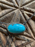 Oval Turquoise on Sterling Silver Necklace