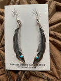 Good Luck Turquoise Feather Sterling Silver Earrings