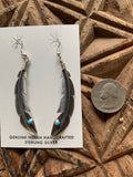 Good Luck Turquoise Feather Sterling Silver Earrings