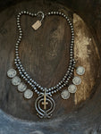 Vintage Early 1900's Chief Nickel Squash Blossom Necklace