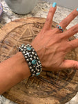 Decorative Cross and Turquoise Bracelet