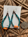 Turquoise, Heishi, and Oyster Shell Hoop Earrings