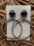 Onyx Hoop Dancer Sterling Silver Earrings