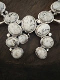 White Buffalo Squash Blossom Necklace with Earrings