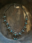 Vintage Turquoise Squash Blossom Necklace