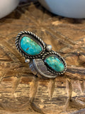 Vintage Turquoise Stones with Feather in Sterling Silver