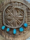 Vintage Turquoise Stones Dangling on Navajo Pearls