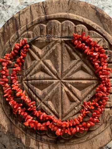 Vintage Double Strand Coral Necklace