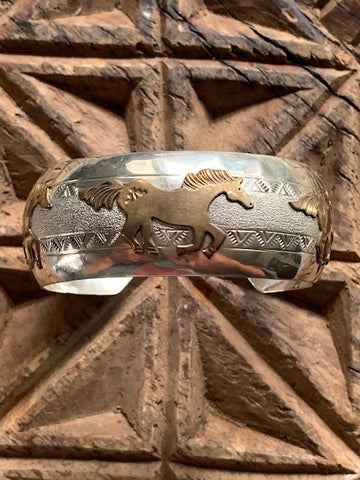 Sterling Silver and Gold Horse Bracelet