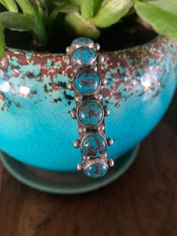 Vintage Rare Bisbee Turquoise Sterling Silver Bracelet