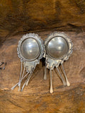 Vintage Sterling Silver Concho Dangle Scallop Earrings