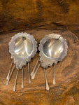 Vintage Sterling Silver Concho Dangle Scallop Earrings