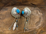 Vintage Sterling Silver Dangle Earrings with a Turquoise Stone