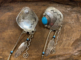 Vintage Sterling Silver Dangle Earrings with a Turquoise Stone