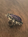 Huge Charoite Stone on Sterling Silver Ring