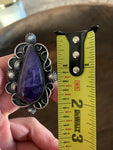 Huge Charoite Stone on Sterling Silver Ring