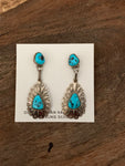 Double Turquoise Drop Sterling Silver Earrings