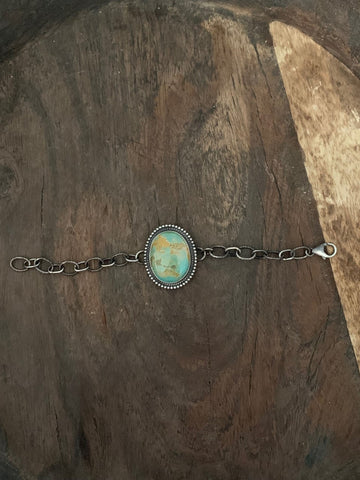 Oval Turquoise Adjustable Chain Bracelet