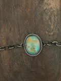 Oval Turquoise Adjustable Chain Bracelet