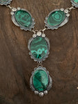 All the Swirls in Malachite Sterling Silver Lariat Necklace