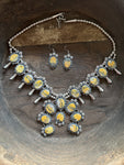 Bumblebee Jasper Squash Blossom Necklace With Earrings! HUGE!!!