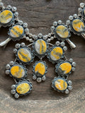 Bumblebee Jasper Squash Blossom Necklace With Earrings! HUGE!!!