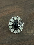 Daisy Opal and Onyx Sterling Silver Ring