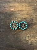 Vintage Zuni Snake Eyes Turquoise Earrings