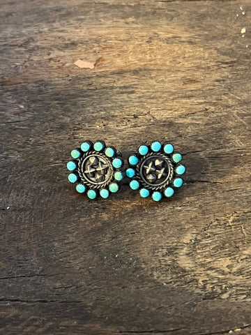 Vintage Zuni Snake Eyes Turquoise Earrings