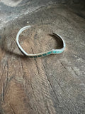 Vintage Zig Zag Turquoise Inlay Sterling Silver Stacker Bracelet