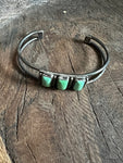 Vintage 3 Rectangular Stone Turquoise on Two Wire Sterling Silver Bracelet