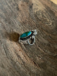 Oblong Turquoise Decorative Ring on Sterling Silver