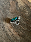 Oblong Turquoise Decorative Ring on Sterling Silver