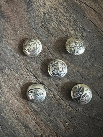 Vintage Native American Design Stamped Button Covers