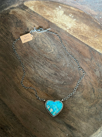 I Heart You Turquoise Pendant on a Sterling Silver Chain