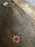 Orange Spiny Oyster Naja Pendant Necklace on Sterling Silver Chain